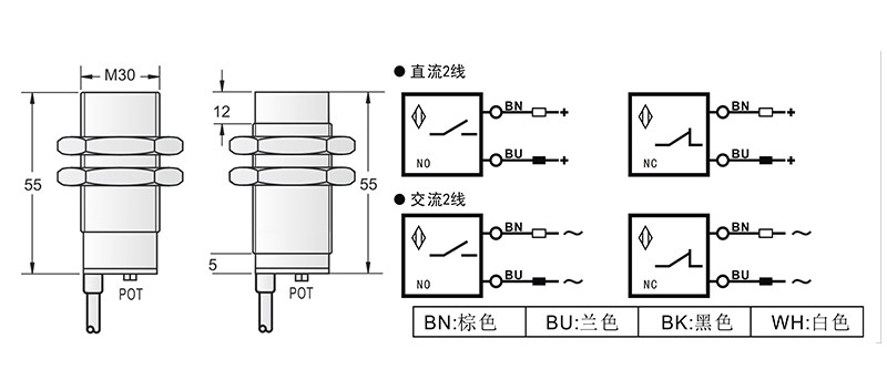 DC 2线 M30两线电感式接近开关