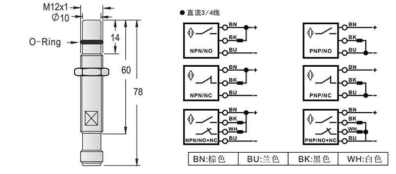 M12-M12-78mm高压力电感式接近开关